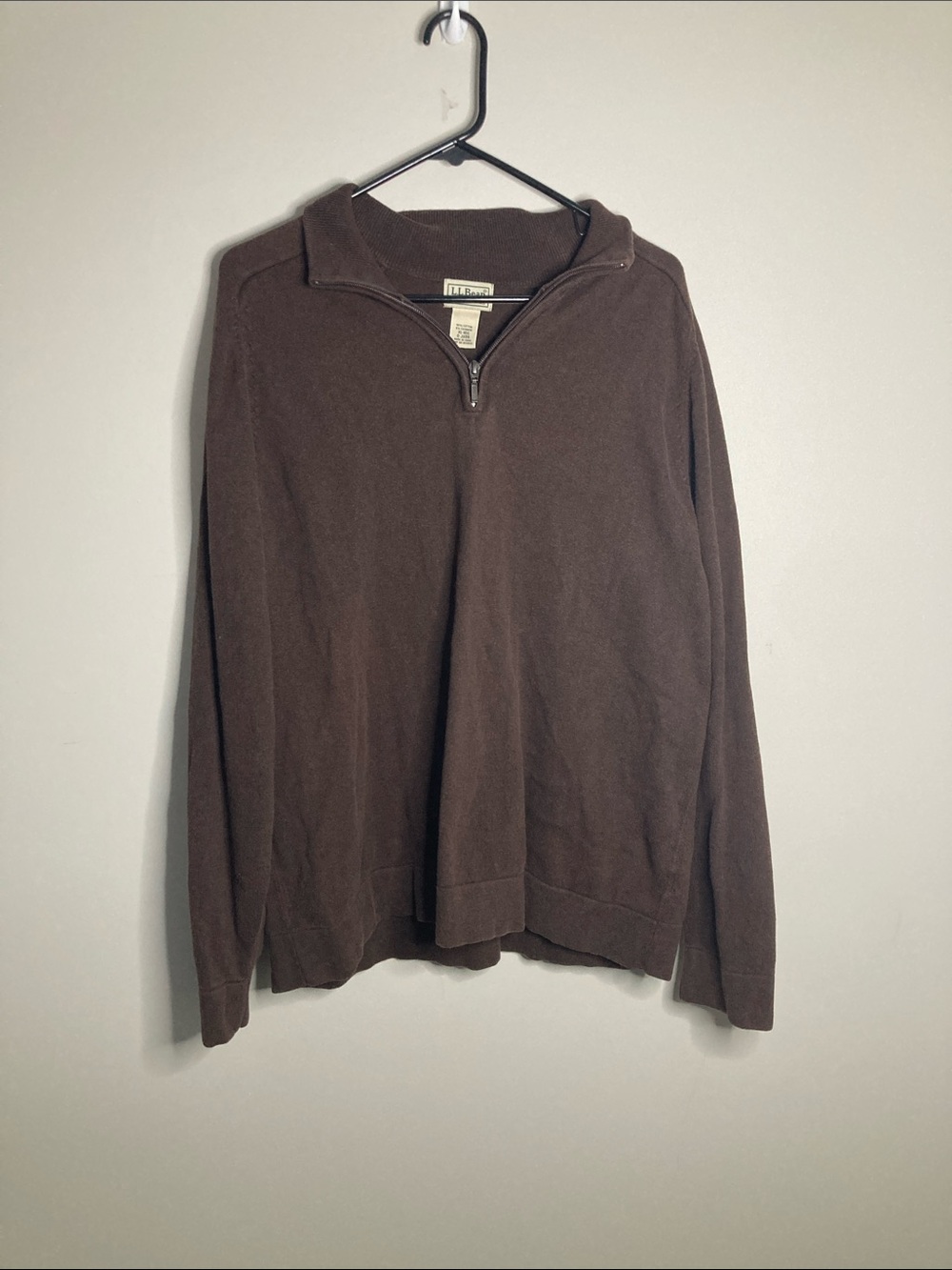 L.L. Bean Men's Chocolate Brown Quarter-Zip Sweater XL
